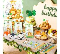 safari en la jungla detalles fiesta infantil cumpleaños niños regalos temáticos animales bolsitas invitados obsequios pegatinas pulseras ajustables llaveros tela plástico para niños y niñas