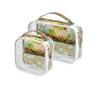Safari Frog Green Spring - Neceser de aseo para hombre, aprobado por la TSA - Bolsas transparentes para mujer