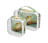 Safari Frog Green Spring - Neceser pequeño organizador de maquillaje transparente aprobado por TSA