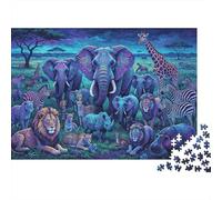 Safari Herd Puzzle para Adults 1000 Pieza Reciclado Vida Silvestre Reino Puzzles para Elderly Impossible Hard Difficult Challenging Excelente Gift Idea para Women 38x26cm/1000pcs