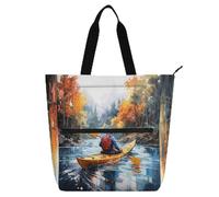 Safari Illustration - Bolsa de mano colorida para niños, niñas y mujeres, bolsa grande reutilizable con cremallera para ir de compras a la universidad, playa, arcoíris
