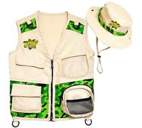 Safari Kidz Outdoor Explorer Kit - Conjunto de chaleco y sombrero de camuflaje para niños (verde)