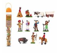 Safari Ltd. Salvaje Oeste TOOB - 10 figuras: tipi nativo, toro, carreta, b falo, jefe, vaquero, vaquero, caballo ensillado - Figuras de juguete e