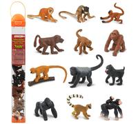 Safari Ltd. Simios y monos TOOB - 12 figuras: babuino, orangut?n, tamarino, l?mur, gorila, mandril, chimpanc?, ardilla, ara?a y monos lanudos - Educ