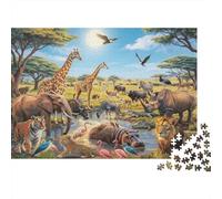 Safari Park Puzzle para Adultos 1000 Piezas Reciclado African Style Puzzles para Personas Mayores Impossible Hard Difficult Desafiante Excelente Idea de Regalo para Women 38x26cm/1000pcs