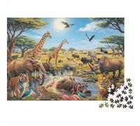 Safari Park Puzzles 1000 Piezas Reciclado African Style Mayores Puzzles Fiesta Juego Accesorios Idea for Familia and Friends Cumpleañoss 70x50cm/1000pcs