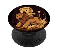 Safari Teddy Bear se une a un león para un aspecto fresco PopSockets PopGrip Adhesivo