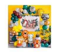 Safari Theme Birthday Decorations 105PCS Jungle Wild One Animal Party Decorations Balloons Arch Garland Kit for Kids Boys Girls Birthday Party Baby Sh
