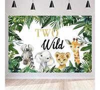 Safari Two Wild Telón de fondo Safari Animal Segundo Cumpleaños Fiesta Telón de fondo Jungle Boy 2nd Birthday Party Decoración Fotografía Telón de fondo de cumpleaños, 150 cm x 90 cm
