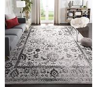 SAFAVIEH Adirondack Collection Alfombra de área de 8 x 10 pies, gris y negro, diseño oriental desgastado, no desprende pelusa, fácil cuidado, ideal para zonas de alto tránsito (ADR109B)