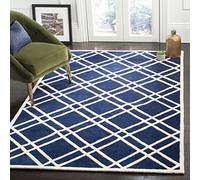 Safavieh "Alexa Zona de Tejido a Mano Alfombra, Azul Oscuro/Marfil, 121 x 182 x 1,6 cm P, Lana, Dark Blue/Ivory, 152 x 243 x 1.6 cm