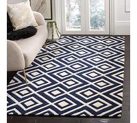 Safavieh "Alexa Zona de Tejido a Mano Alfombra, Azul Oscuro/Marfil, 121 x 182 x 1,6 cm P, Lana, Dark Blue/Ivory, 152 x 243 x 1.6 cm