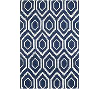 Safavieh "Alexa Zona de Tejido a Mano Alfombra, Azul Oscuro/Marfil, 121 x 182 x 1,6 cm P, Lana, Dark Blue/Ivory, 121 x 182 x 1.6 cm