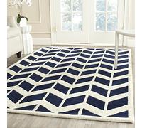 Safavieh "Alexa Zona de Tejido a Mano Alfombra, Azul Oscuro/Marfil, 121 x 182 x 1,6 cm P, Lana, Dark Blue/Ivory, 121 x 182 x 1.6 cm