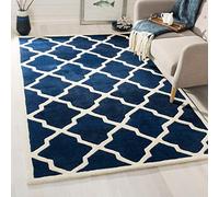 Safavieh "Alexa Zona de Tejido a Mano Alfombra, Azul Oscuro/Marfil, 121 x 182 x 1,6 cm P, Lana, Dark Blue/Ivory, 121 x 182 x 1.6 cm