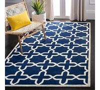 Safavieh "Alexa Zona de Tejido a Mano Alfombra, Azul Oscuro/Marfil, 121 x 182 x 1,6 cm P, Lana, Dark Blue/Ivory, 152 x 243 x 1.6 cm