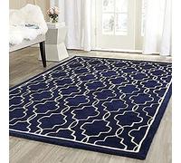 Safavieh "Alexa Zona de Tejido a Mano Alfombra, Azul Oscuro/Marfil, 121 x 182 x 1,6 cm P, Lana, Dark Blue/Ivory, 152 x 243 x 1.6 cm