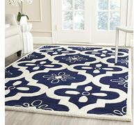 Safavieh "Alexa Zona de Tejido a Mano Alfombra, Azul Oscuro/Marfil, 121 x 182 x 1,6 cm P, Lana, Dark Blue/Ivory, 182 x 274 x 1.6 cm