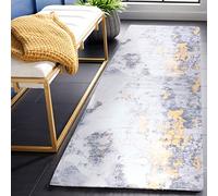 Safavieh Alfombra Abstracta Rug Ideal para áreas de Alto tráfico - Lavable a máquina y Antideslizante - Tacoma Collection, Pelo Corto, in Gris y Oro, 274 X 366 cm