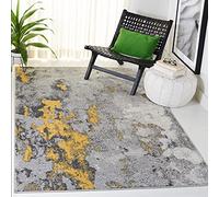 Safavieh Alfombra Abstractas Sala de Estar, Comedor, Dormitorio - Adirondack Collection, Pelo Corto, Gris y Amarillo, 122 X 183 cm