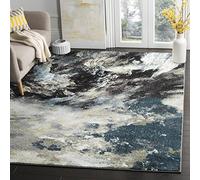 Safavieh Alfombra Abstractas Sala de Estar, Comedor, Dormitorio - Glacier Collection, Pelo Corto, Azul y Multi, 79 X 152 cm