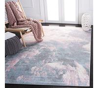 Safavieh Alfombra Abstractas Sala de Estar, Comedor, Dormitorio - Glacier Collection, Pelo Corto, Rosa y Azul, 160 X 229 cm