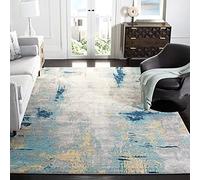 Safavieh Alfombra Abstractas Sala de Estar, Comedor, Dormitorio - Jasper Collection, Pelo Corto, Gris y Oro, 201 X 201 cm