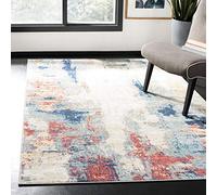 Safavieh Alfombra Abstractas Sala de Estar, Comedor, Dormitorio - Jasper Collection, Pelo Corto, Gris y Rojo, 122 X 183 cm