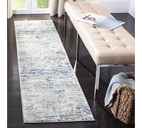 Safavieh Alfombra Abstractas Sala de Estar, Comedor, Dormitorio - Jasper Collection, Pelo Corto, Marfil y Azul, 61 X 244 cm