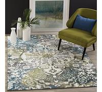 Safavieh Alfombra Abstractas Sala de Estar, Comedor, Dormitorio - Watercolor Collection, Pelo Corto, Marfil y Azul Pavo Real, 201 X 274 cm