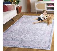 Safavieh Alfombra Angustiadas Rug Ideal para áreas de Alto tráfico - Lavable a máquina y Antideslizante - Arizona Collection, Pelo Corto, in Rosa y Beige, 244 X 305 cm