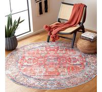 Safavieh Alfombra Angustiadas Rug Ideal para áreas de Alto tráfico - Lavable a máquina y Antideslizante - Arizona Collection, Pelo Corto, in Rojo y Azul, 183 X 183 cm