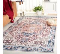 Safavieh Alfombra Angustiadas Rug Ideal para áreas de Alto tráfico - Lavable a máquina y Antideslizante - Arizona Collection, Pelo Corto, in Rojo y Azul Marino, 120 X 180 cm