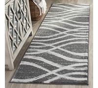 Safavieh Alfombra Angustiadas Sala de Estar, Comedor, Dormitorio - Adirondack Collection, Pelo Corto, Carbón y Marfil, 76 X 244 cm