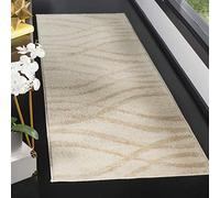 Safavieh Alfombra Angustiadas Sala de Estar, Comedor, Dormitorio - Adirondack Collection, Pelo Corto, Crema y champán, 76 X 244 cm