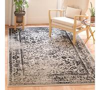 Safavieh Alfombra Angustiadas Sala de Estar, Comedor, Dormitorio - Adirondack Collection, Pelo Corto, Gris y Negro, 155 X 229 cm