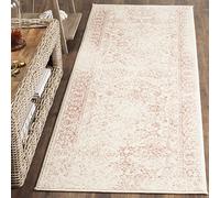Safavieh Alfombra Angustiadas Sala de Estar, Comedor, Dormitorio - Adirondack Collection, Pelo Corto, Marfil y Rosa, 76 x 304 cm