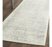 Safavieh Alfombra Angustiadas Sala de Estar, Comedor, Dormitorio - Adirondack Collection, Pelo Corto, Marfil y Plata, 76 X 180 cm