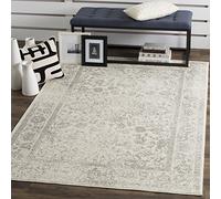 Safavieh Alfombra Angustiadas Sala de Estar, Comedor, Dormitorio - Adirondack Collection, Pelo Corto, Marfil y Plata, 155 X 229 cm