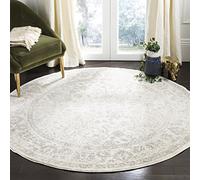 Safavieh Alfombra Angustiadas Sala de Estar, Comedor, Dormitorio - Adirondack Collection, Pelo Corto, Marfil y Plata, 120 X 120 cm