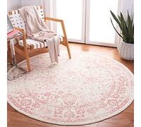 Safavieh Alfombra Angustiadas Sala de Estar, Comedor, Dormitorio - Adirondack Collection, Pelo Corto, Marfil y Rosa, 60 x 60 cm