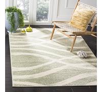 Safavieh Alfombra Angustiadas Sala de Estar, Comedor, Dormitorio - Adirondack Collection, Pelo Corto, Salvia y Crema, 155 X 229 cm