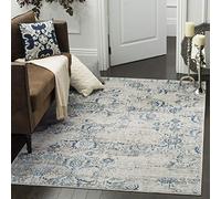 Safavieh Alfombra Angustiadas Sala de Estar, Comedor, Dormitorio - Artifact Collection, Pelo Corto, Azul y Crema, 122 X 183 cm