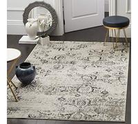 Safavieh Alfombra Angustiadas Sala de Estar, Comedor, Dormitorio - Artifact Collection, Pelo Corto, Carbón y Crema, 91 X 152 cm