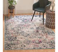 Safavieh Alfombra Angustiadas Sala de Estar, Comedor, Dormitorio - Madison Collection, Pelo Corto, Azul Marino y Verde Azulado, 91 X 152 cm