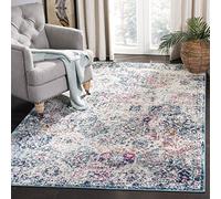 Safavieh Alfombra Angustiadas Sala de Estar, Comedor, Dormitorio - Madison Collection, Pelo Corto, Azul Marino y Verde Azulado, 122 X 183 cm