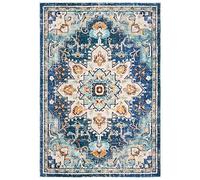 SAFAVIEH Alfombra Angustiadas Sala de Estar, Comedor, Dormitorio - Madison Collection, Pelo Corto, Azul y Celeste, 91 X 152 cm