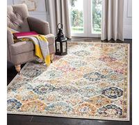 Safavieh Alfombra Angustiadas Sala de Estar, Comedor, Dormitorio - Madison Collection, Pelo Corto, Crema y Multi, 120 x 120 cm