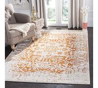 Safavieh Alfombra Angustiadas Sala de Estar, Comedor, Dormitorio - Madison Collection, Pelo Corto, Naranja y Marfil, 122 X 183 cm