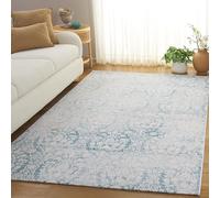 SAFAVIEH Alfombra Angustiadas Sala de Estar, Comedor, Dormitorio - Passion Collection, Pelo Corto, Turquesa y Marfil, 155 X 231 cm